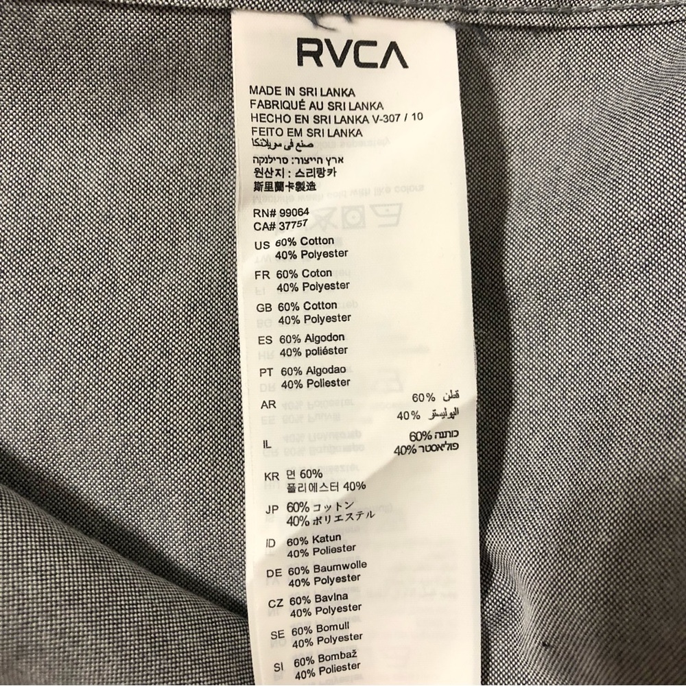 RVCA That’ll Do Long Sleeve Oxford Collared Sleeve Button Down Shirt Size Small - Picture 8 of 9